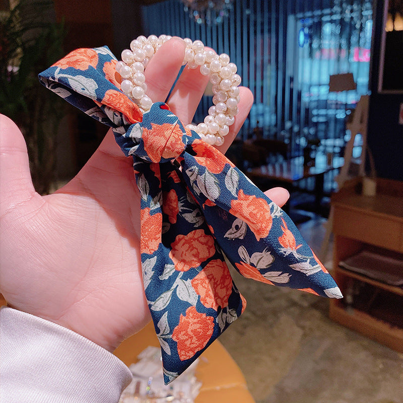 FloraPearl Bow Hair Tie