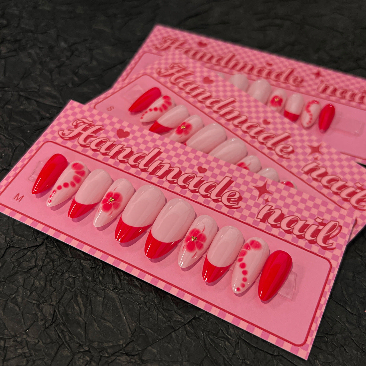 BloomFrench Red Floral Press-On Nails