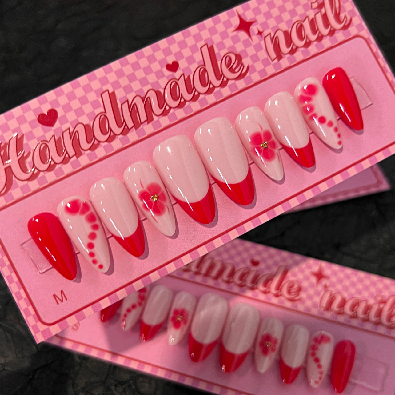 BloomFrench Red Floral Press-On Nails