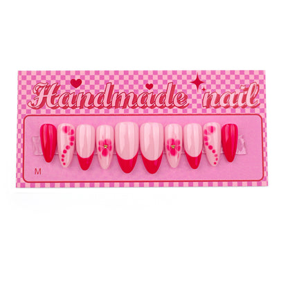 BloomFrench Red Floral Press-On Nails
